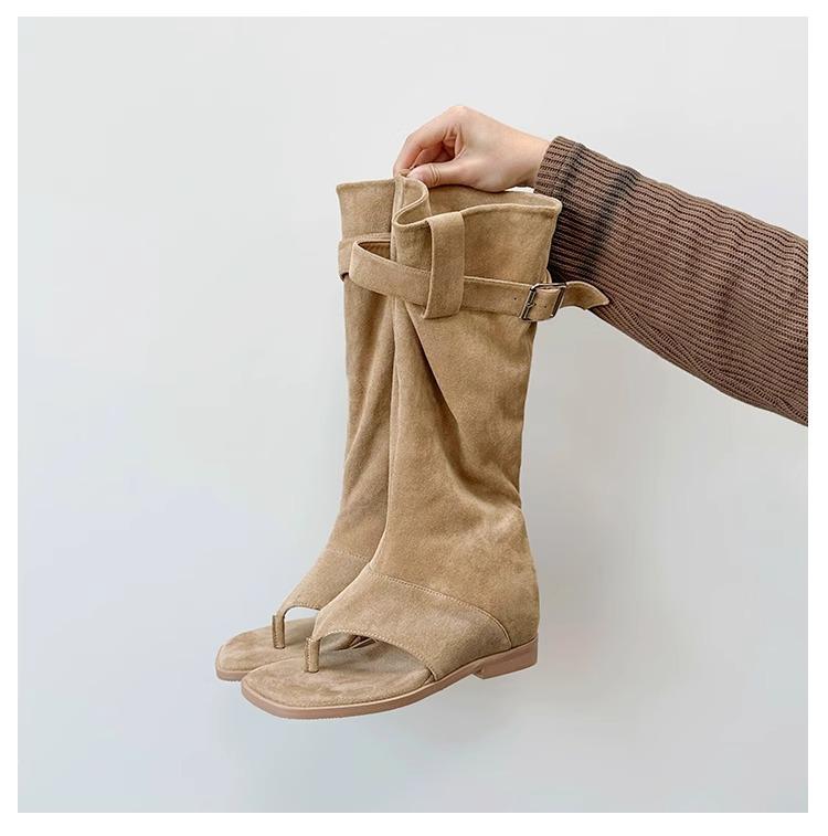 

Korean version of fashion niche toe cool boots 2025 new dark medium boots pleated pile boots retro western boots 40 хаки