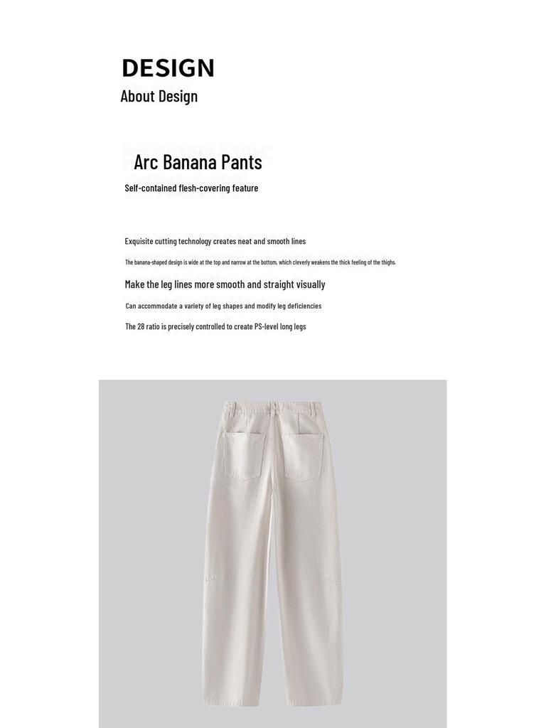 Damskie Proste Jeansy Banana z Wysokim Stanem - Wiosna 2025 Luźne Spodnie Casual z Szerokimi Nogawkami i Zakrzywionym Krojem