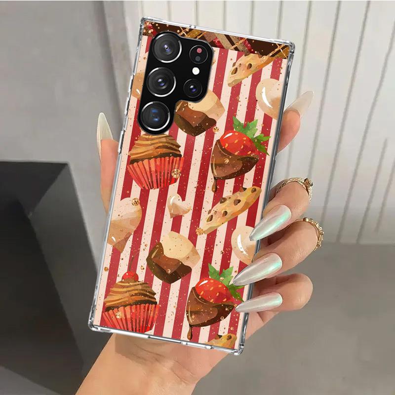 Macaron Ice Cream Cake Doughnut Phone Case for Samsung Galaxy S26 S24 S23 Ultra S25 Edge S22 S21 Plus S20 FE + Soft Print Shell