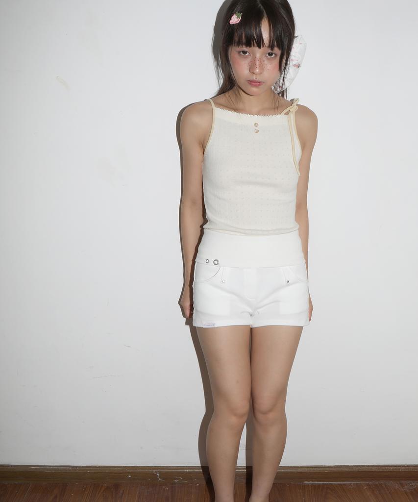 NOFFICIALNOFFICE Very Angel Folded Waistband Shorts Off White