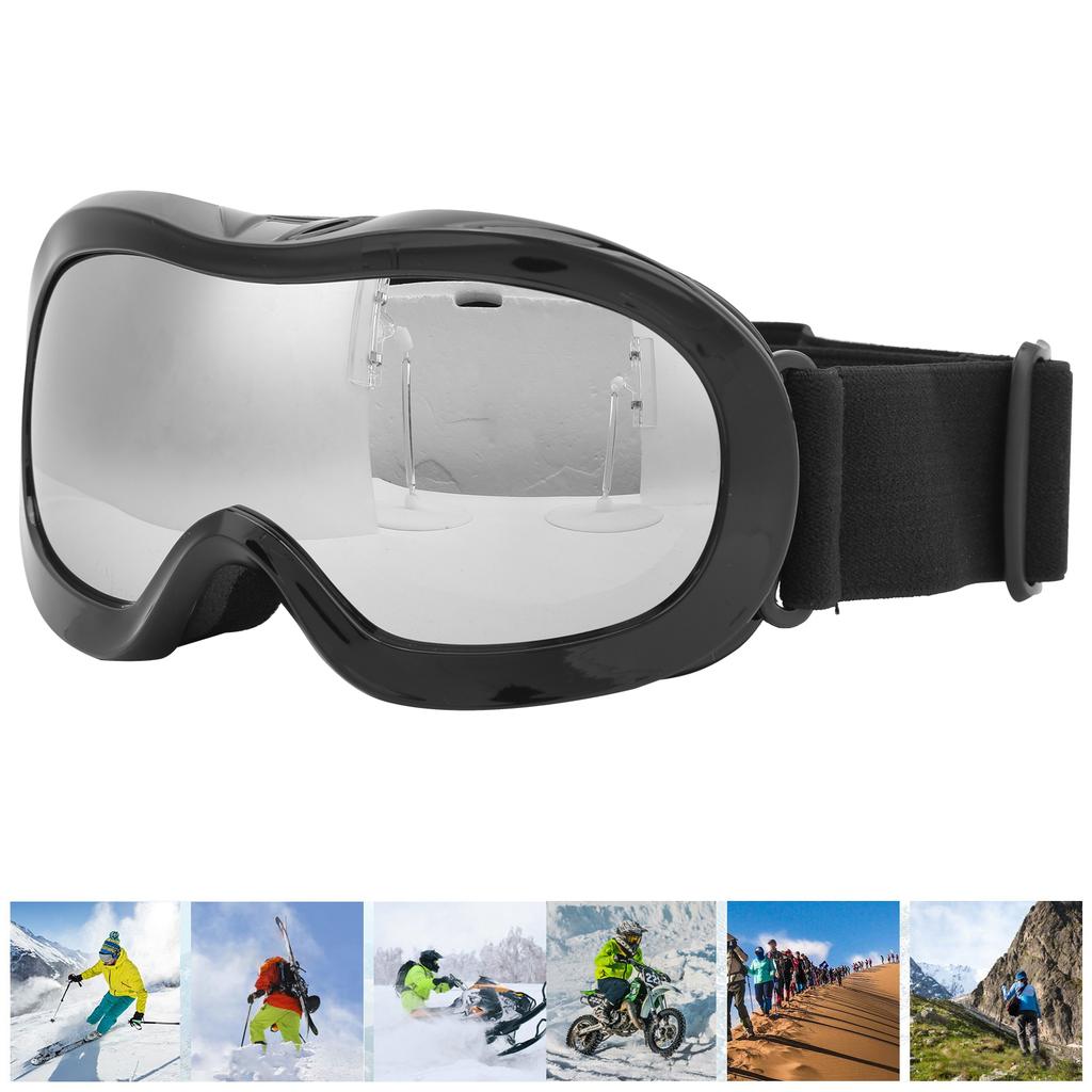 Children Ski Snowboard Goggles DoubleLayer Lenses AntiFog UV Protection Snow Goggles(Silver )