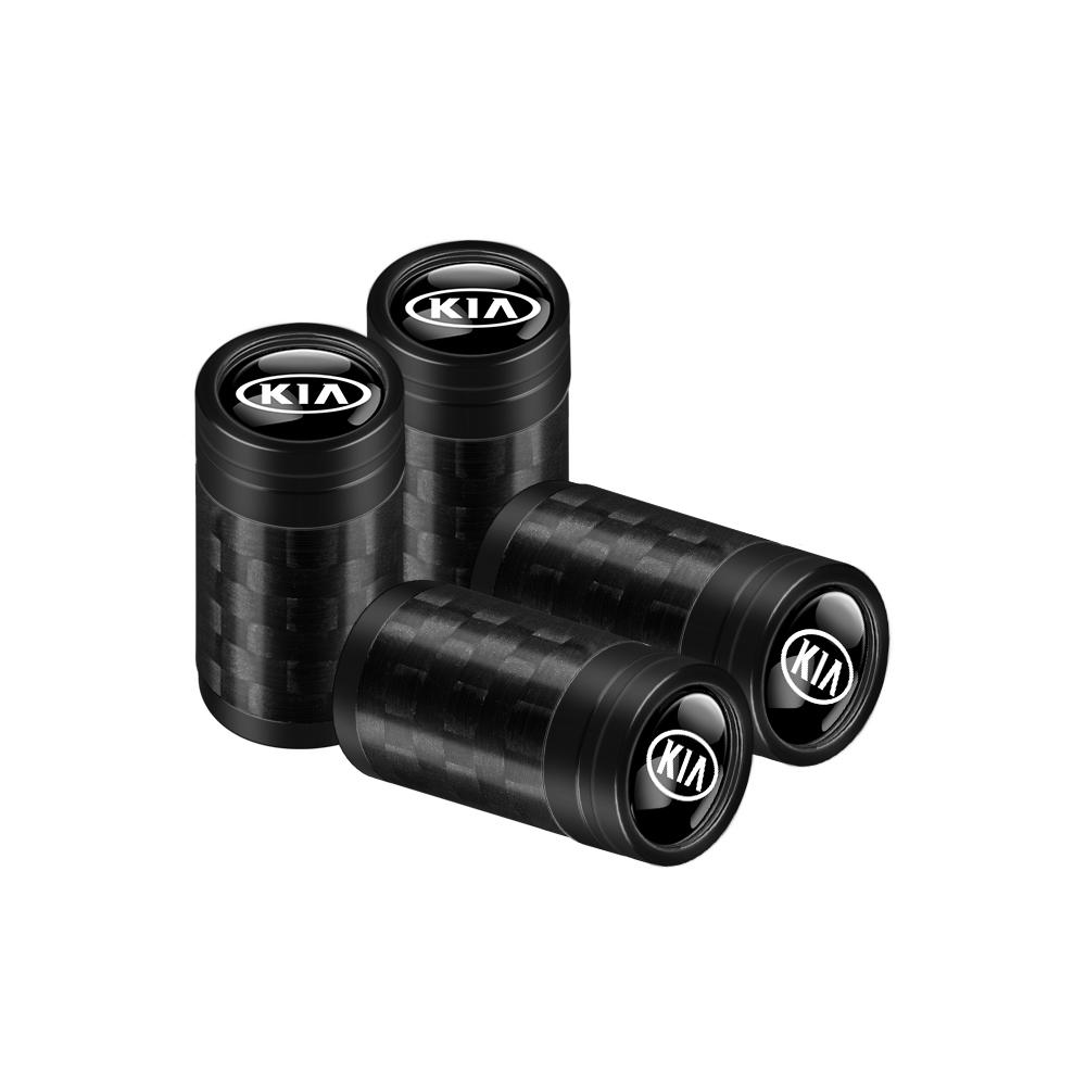 2026 Hot Car Sticker 4Pcs Metal Carbon Fiber Car Wheel Valve Stem Dust Cap Auto Accessories For Kia Rio 3 Soul Picanto EV6 Cerat