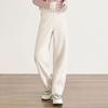 Women's Off-White Cashmere Wide-Leg Wool Pants - Autumn/Winter 2025, Cropped, Thickened, Loose Fit, Fleece-Lined, Straight-Leg Style.