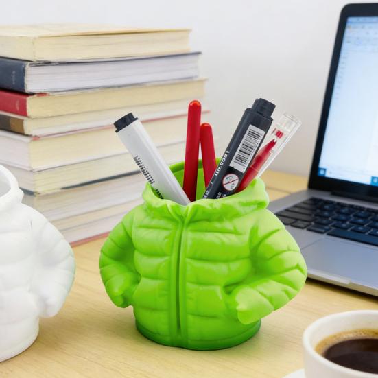 Cartoon Puffer Jacket Pen Holder, Cute Desk Organizer, Novelty Pencil Container for Markers Stationery And Desktop Accessories