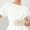 Buckle Pearl Elastic Waistband French Fashionable Stretch Belt Women's Waist Belt  Matching Dress