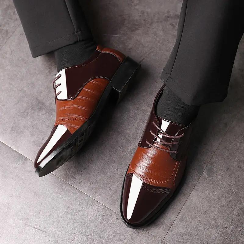 Business Black Lace-up British Style Men's Formal Shoes Clothing Elegant and Classic Leather Not Casual 39 New Social Shoe Male