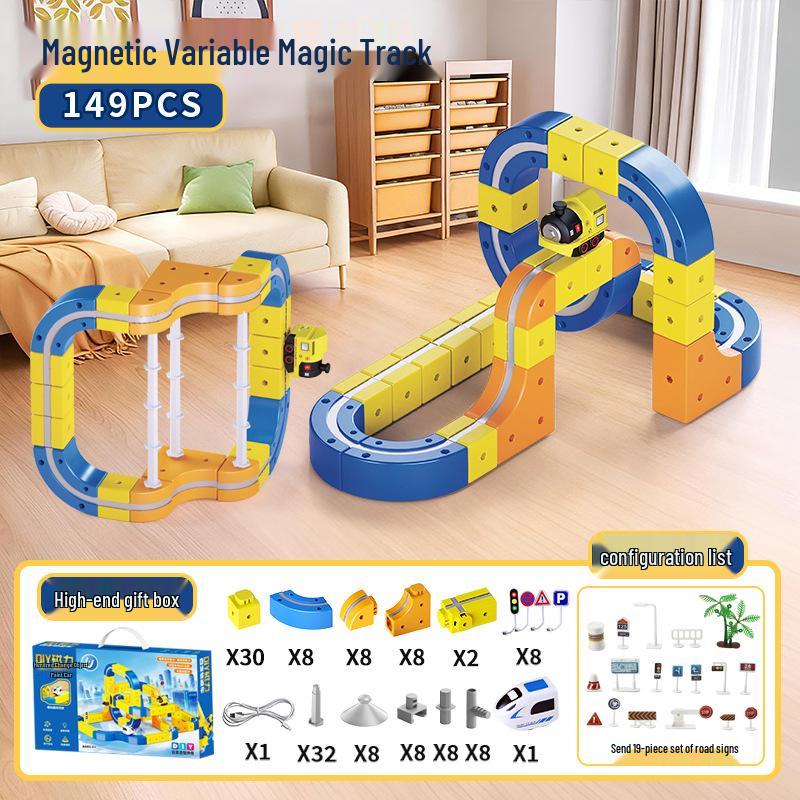 International Children's Educational Magnetic Building Blocks High-speed Rail Toy Train.