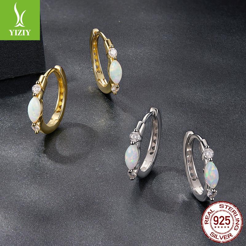 Moissanite Simple Opal Earrings, Earrings, Elegant Niche Temperament S925 Sterling Silver Earrings