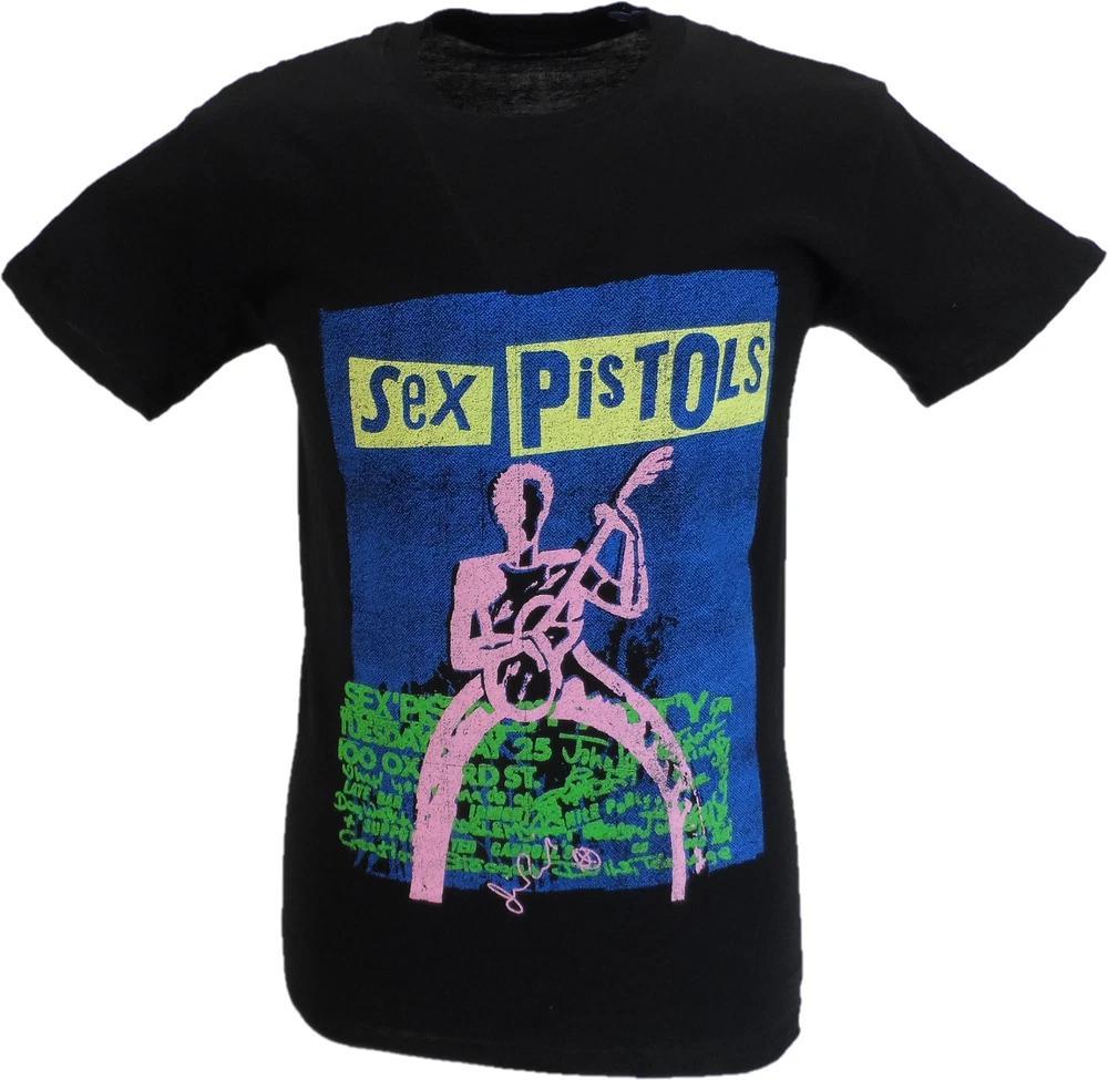 Unisexs Black Official Sex Pistols Guitar Cartoon T Shirt S