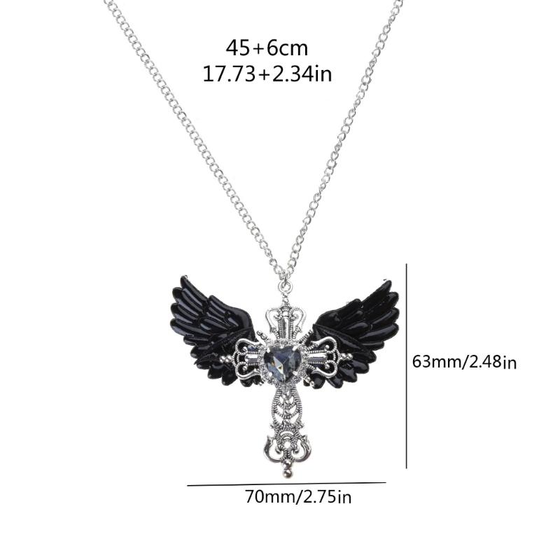 Angel Crossed Necklace Women Sweater Chain Female Hip-hop Non-fading Jewelry