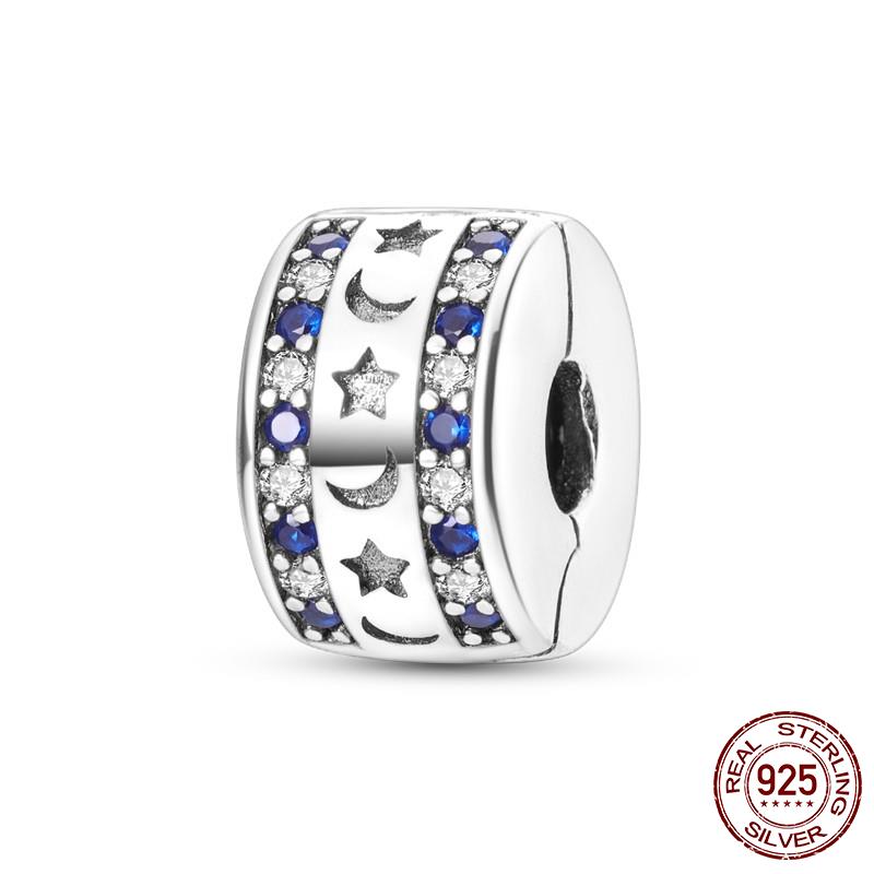 925 Silver Clasp CZ Pave Daisy Beads Stopper Clip Fit Original Bracelet Jewelry 1