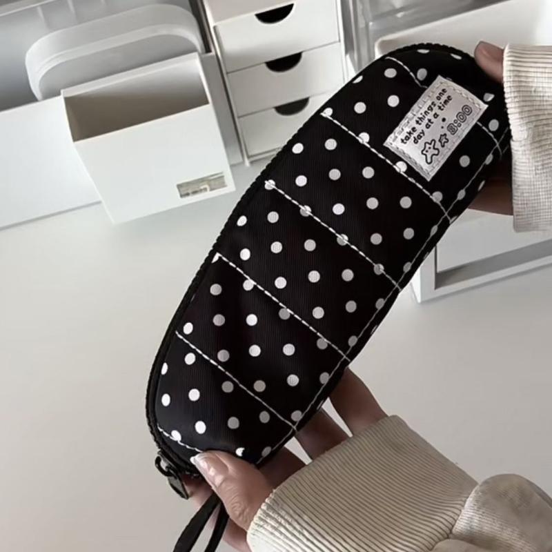 Polka Dot Pencil Case Korean Style Handheld Pen Bag Large Capacity Portable Stationery Bag Back To School Gift