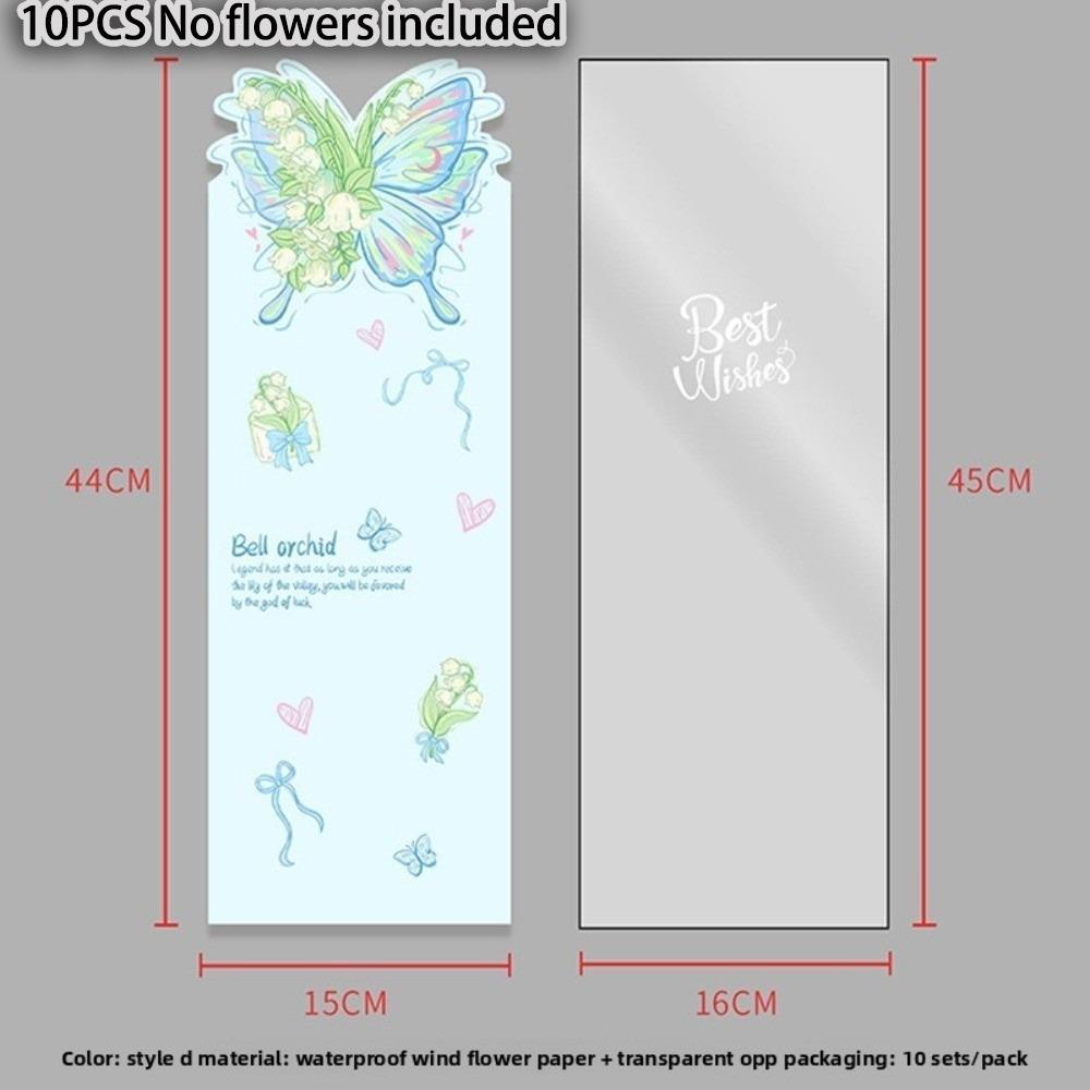 10pcs Butterfly Flower Packaging Bag Waterproof Transparent Flower Wrapping Packa DIY Floral Material Packaging