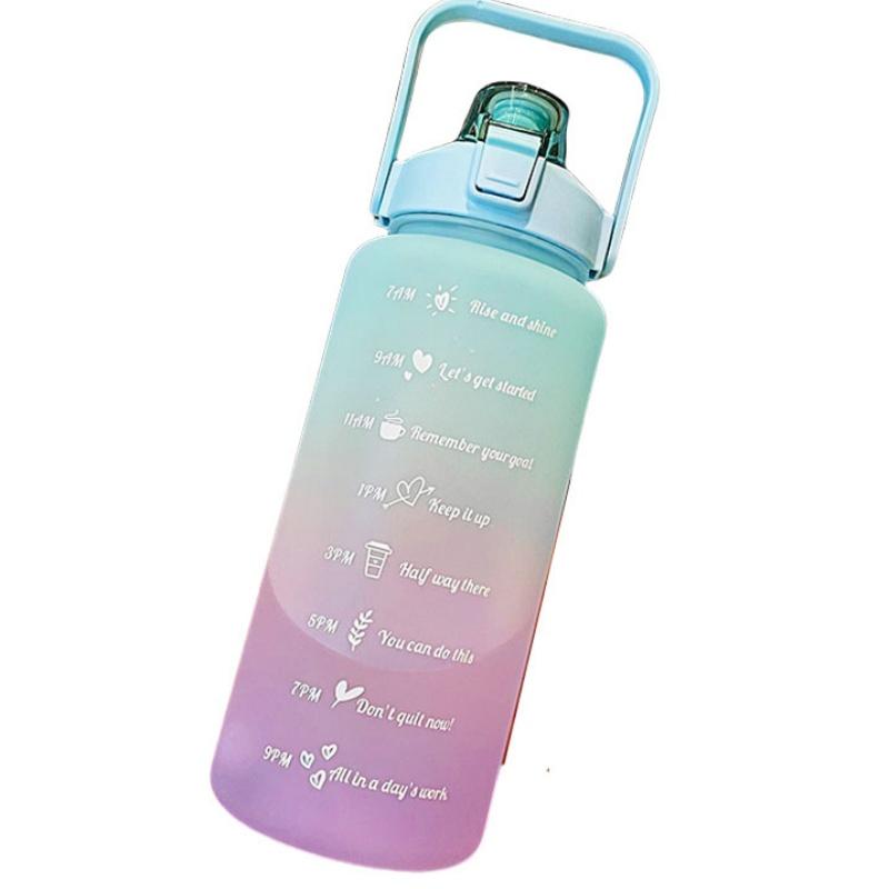 

New Large Capacity Gradual Change Color Water Cup Outdoor Sports Fitness Straw Water Cup High Value Students School Practical 2.0L зелёный