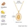 Vnox Guadalupe Virgin Mary Necklace for Women Teens, Gold Plated Oval Zircon Inlay Mary Pendant Collar Faith Gift
