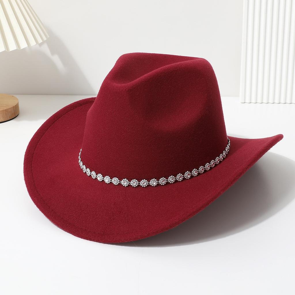 European and American small floral bright diamond western cowboy top hat men's and women's casual top hat party jazz hat