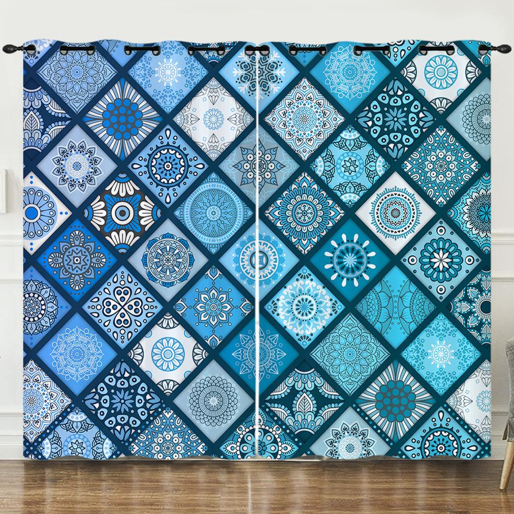 Vorhang Ethnischer Stil 3D Digitaldruck Verdunkelungsvorhang Ösen