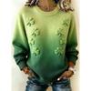 2026 Womens Oversized Knit-Style Crewneck Sweatshirt With 3D Clover Print Thick Warm Streetwear Top