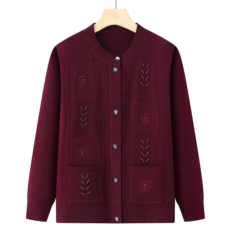 

Grandma Knit Cardigan for Spring and Autumn - Women s Middle-Aged and Elderly Fashion One Size (90-140 jin)