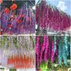 Wisteria Hanging Flowers Artificial Fake Decorative Vine Garland for Bedroom Wall Decor Lush Greenery Fake Flower Vines 3.6 Ft