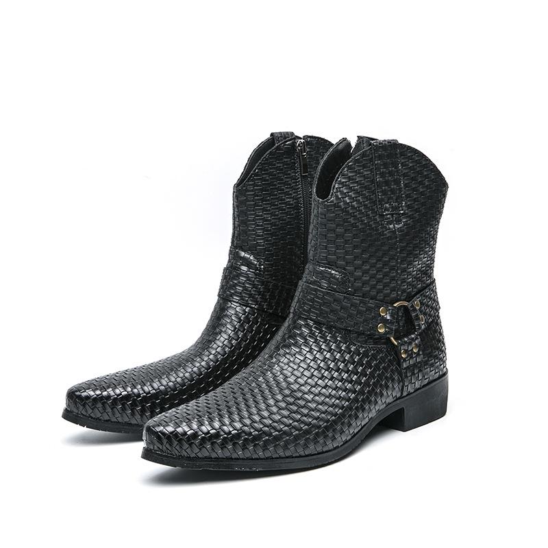 Men s Retro British Style Plus Size High-Top Leather Boots with Side Zip for Autumn/Winter 43