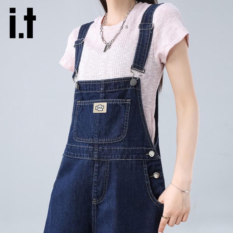 Izzue It Women's Relaxed Fit High-Waisted Denim Overalls