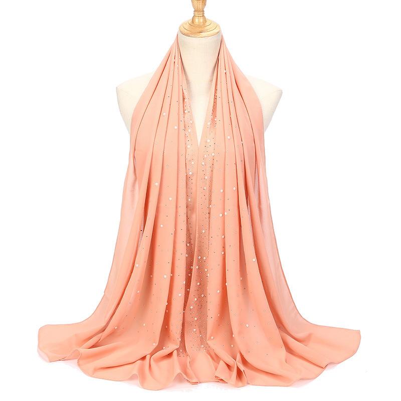 Imitation Pearls Rhinestones Scarves Shawls Women Long Scarf Neckerchief Tudung Bawal Veil Turban Bandana Muslim Hijab Headscarf