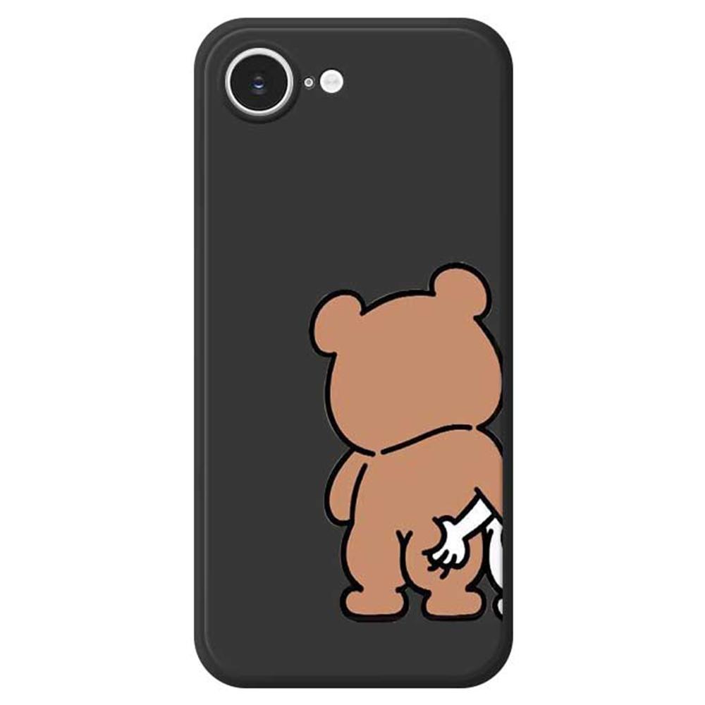 For iPhone 16e Case Pinch Bear Butt Pattern Printing Straight Edge TPU Phone Back Cover