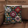2D Colorful Floral Pattern Decorative Throw Pillows Pattern Cushion Cover Suitable For Sofa Bedroom Car Pillow Cover