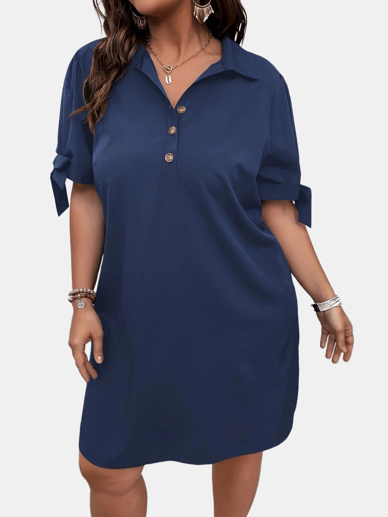 

Women s Dress Lapel Solid Color Bow Sleeve Temperament Casual Women s Dress Clothes Sale S темно-синий