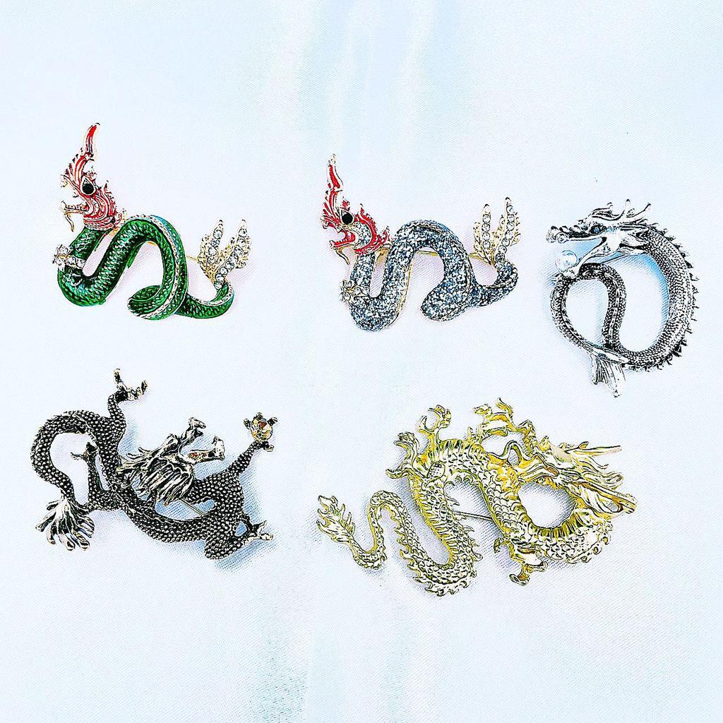 Retro Dragon Totem Brooch Pin for Men's Suits