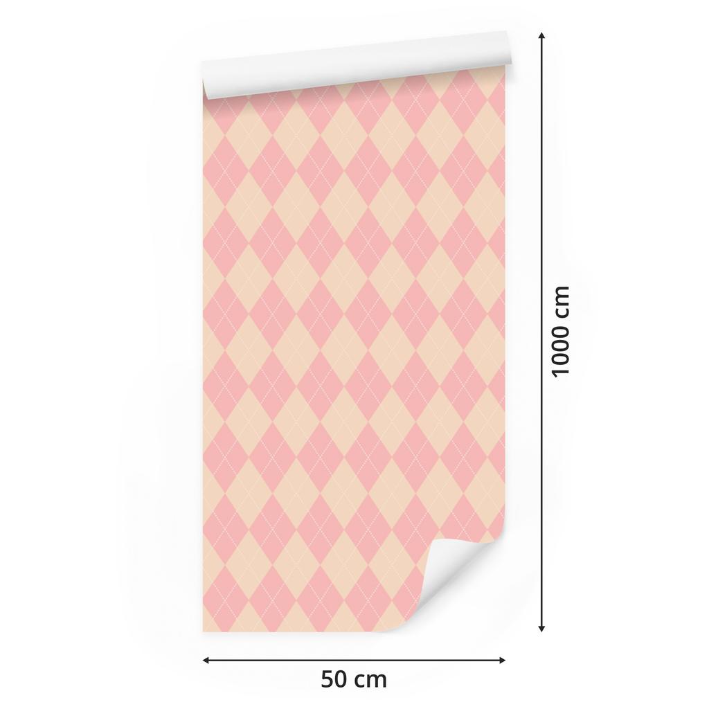 Pastel Diamonds Wallpaper Coral and Cream for Living Room and Bedroom 50x1000