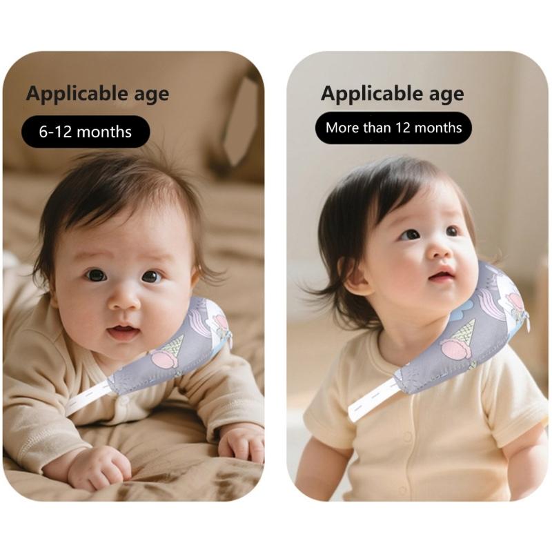 Baby Pillow with Ergonomic Neck Support Breathable Cotton Pillow with Cartoon Pattern for Newborns Infant