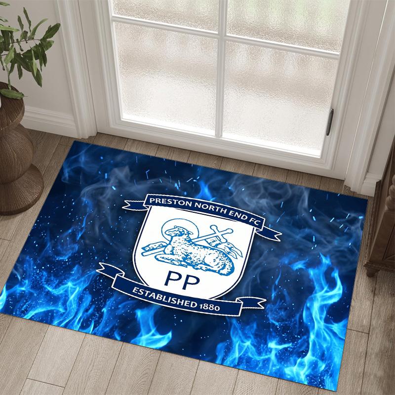 Preston North End Football Design Crystal Velvet Carpet Cozy Non?Slip Printed Rug For Bedroom Living Room Entrance