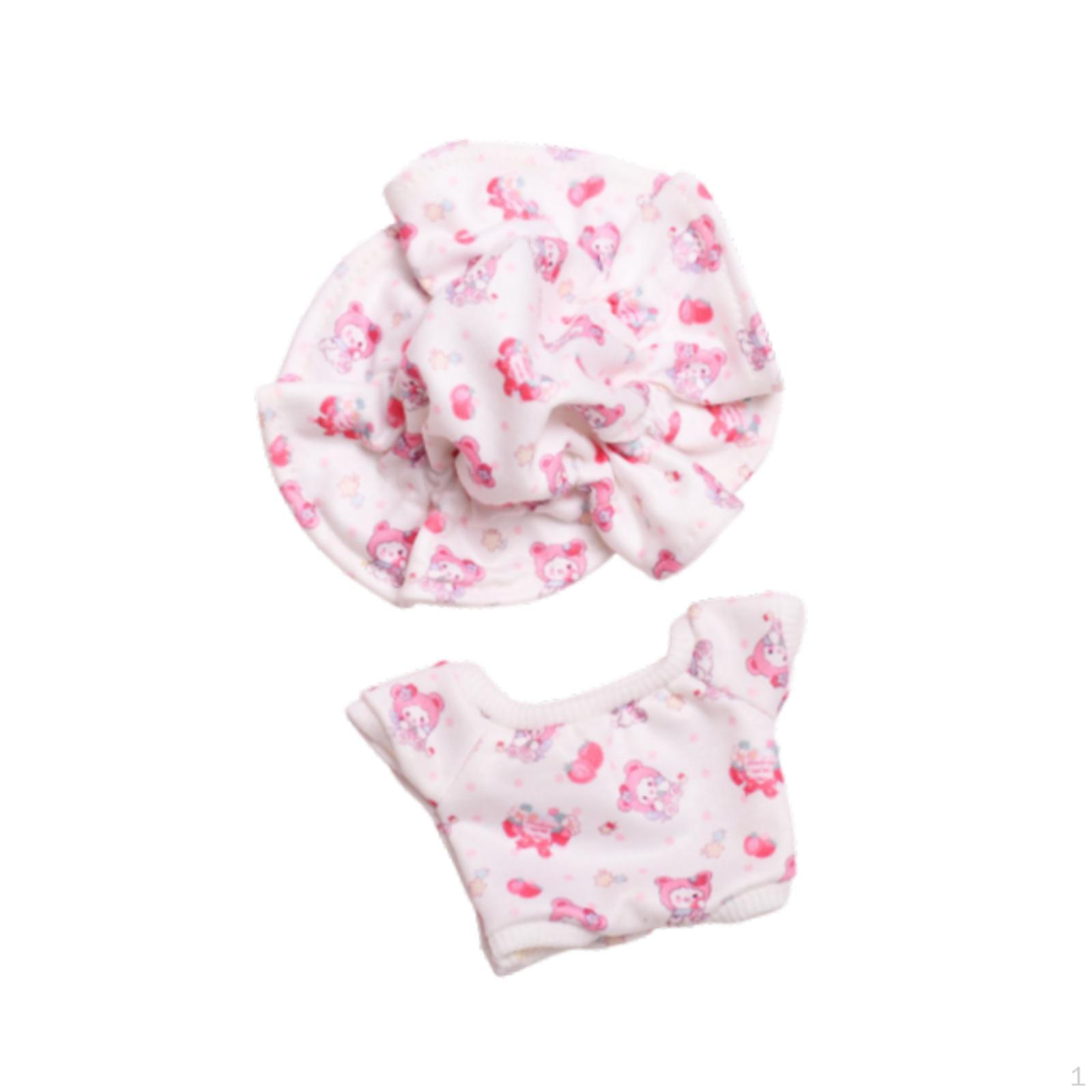 

2 Pieces Fashion Dolls Jumpsuit and Hat Costume, Doll Clothes, Handmade Clothing for 6in рожевий
