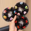 3pcs Sweet Floral & Heart Hair Nets, Soft Polyester, Mixed Colors, All-Season Wear, Ideal for Casual & Formal Styles