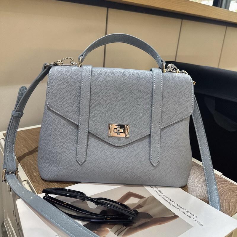 New cowhide leather tote bag small square bag high-end portable shoulder messenger bag women's bag