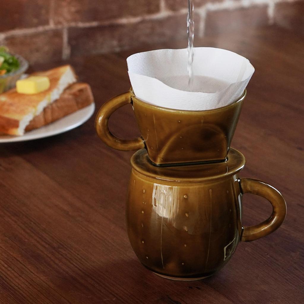 Brown Dripper and Mug Set, Mino Ware, Single-serving, Made In Japan