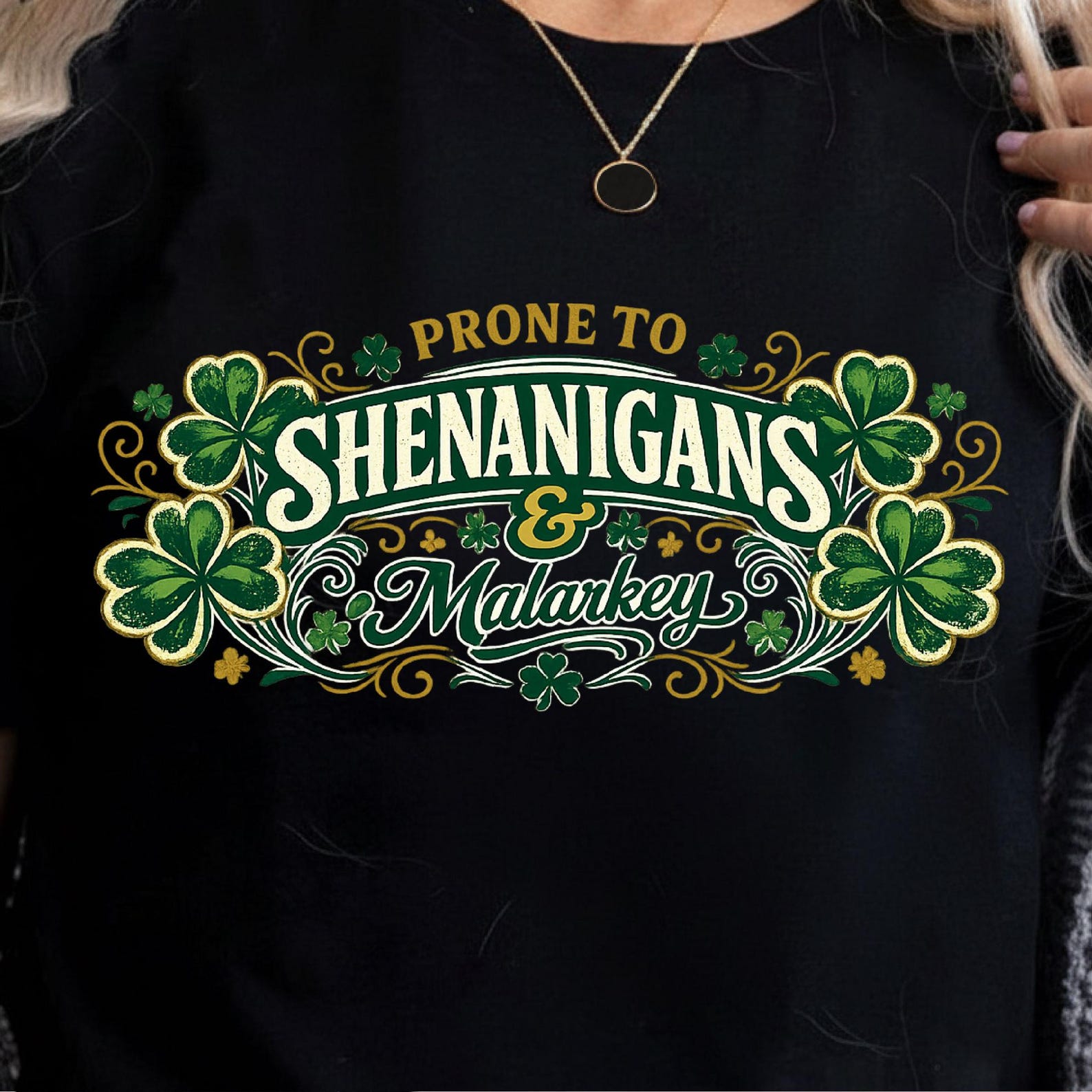 Lucky Irish Tee - Prone to Shenanigans - St Patrick s Day Cotton T-Shirt S