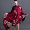 Women S Warm Faux Cashmere Flower Jacquard Scarf Versatile Shawl