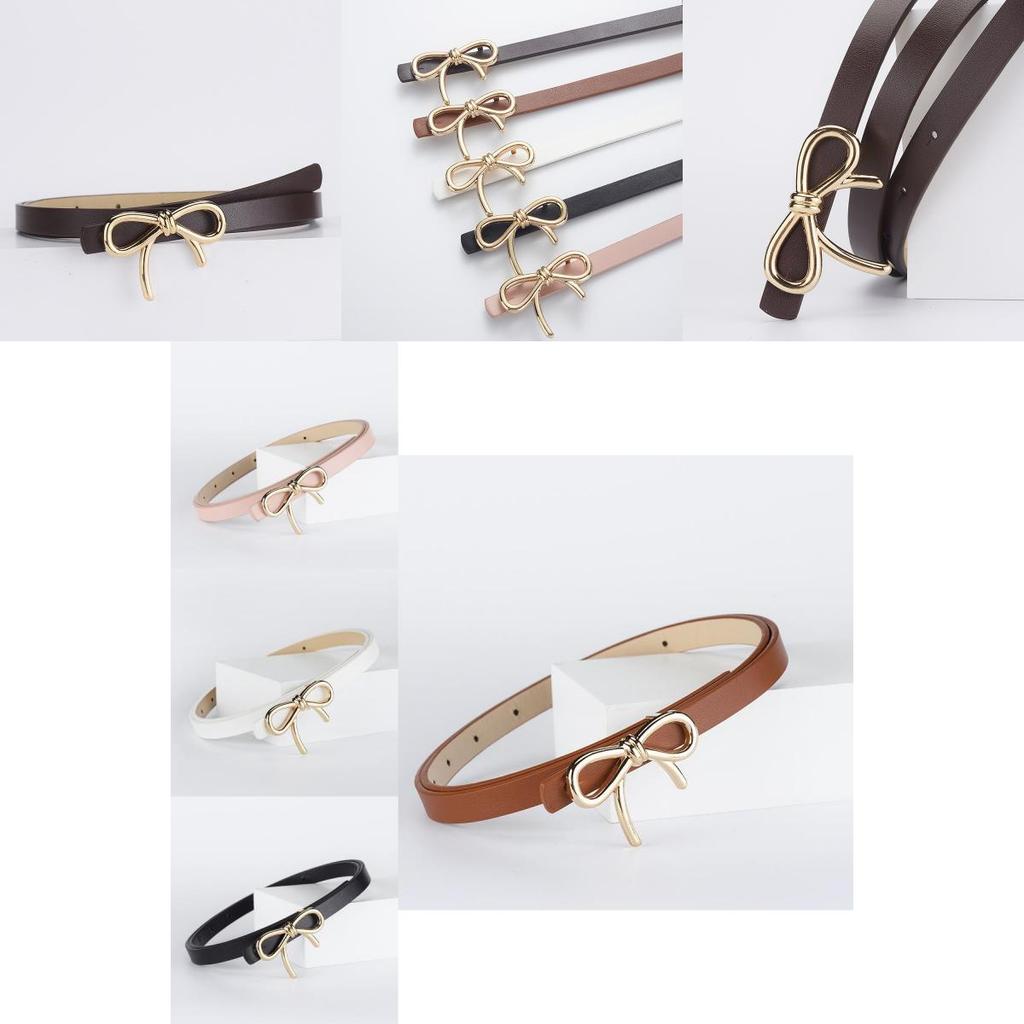 Stylish New Bowknot Decorative Pu Leather Slim Waist Belt For Elegant Women Fashion