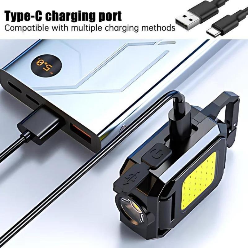 COB Arbeitsleuchte 800mAh USB Wiederaufladbare Taschenlampe mit Magnet Tragbare Wasserdichte Campinglampe mit SOS-Modus für Outdoor-Reparaturen