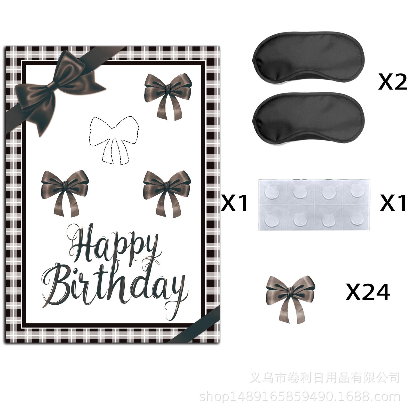 

Принадлежности для тематической вечеринки с бантами Постер для игры вслепую Веселая игра на день рождения Игра с постером вслепую Black and white bow poster