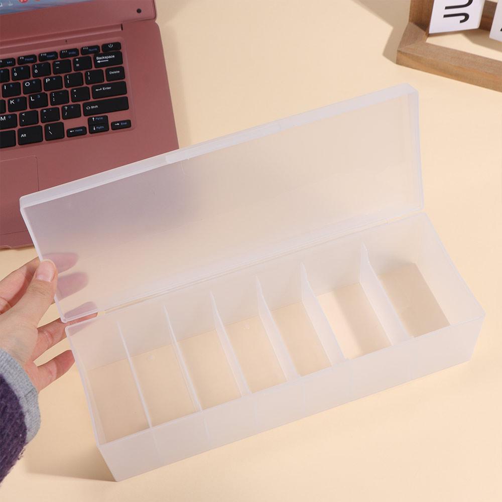 7 Grids Data Cable Storage Box with Cover Charging Line Storage Container  Headset