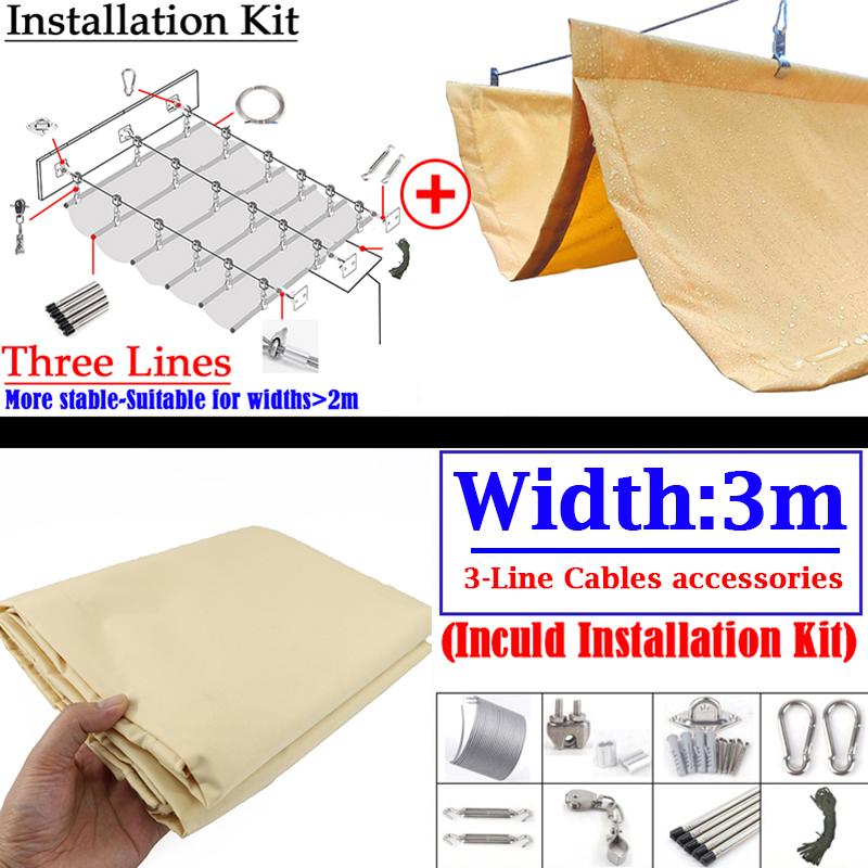 Outdoor Retractable Sun Shade Sail Waterproof Sun Canopy UV Protection Pergola Shade Net for Garden Patio Courtyard Backyard