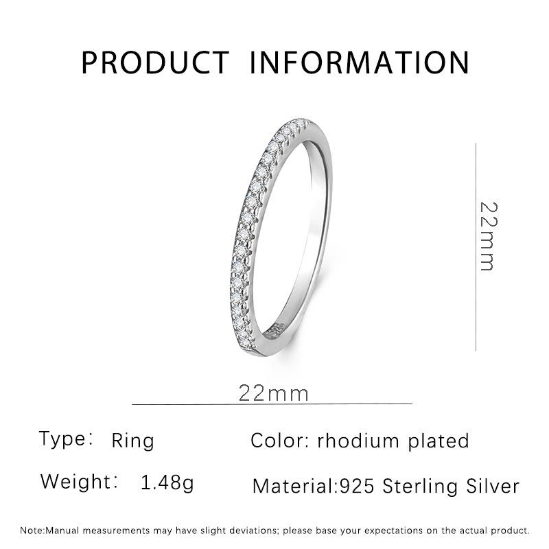 S925 Sterling Silver Diamond Stackable Korean Style Ring for Women Size 7