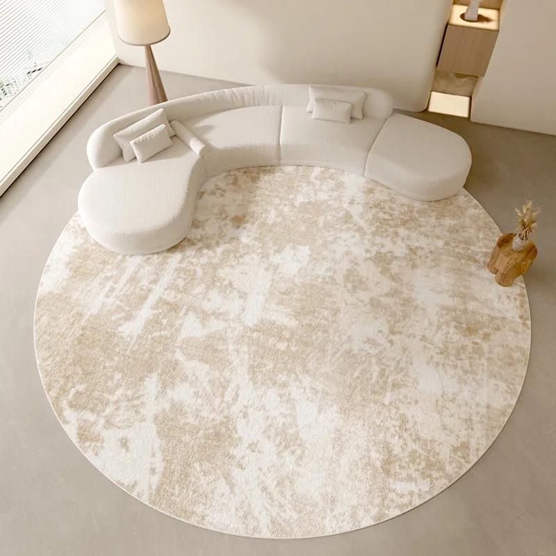 Maillard Color Carpets for Living Room Wabi-sabi Style Bedroom Decor Plush Carpet Fluffy Soft Round Log Rug Large Area Thick Mat