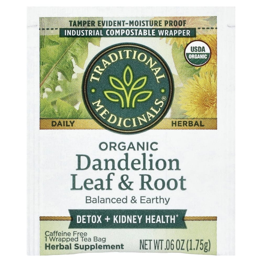 Traditional Medicinals Dandelion Leaf & Root Caffeine-Free Herbal Tea, 16 Tea Bags (28g/0.99oz)