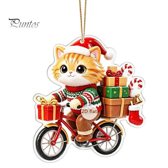 Christmas Stocking Tags Cat Pendant with Hanging Rope, 2D Flat Acrylic Ornament for Xmas Tree Cute Kitty Decor Decoration, Holiday Decor, Party