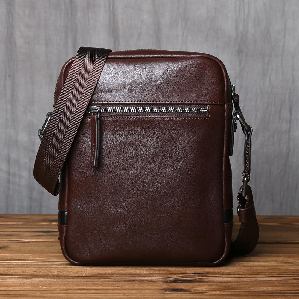 NZPJ Vintage Genuine Leather Men’s Shoulder Bag Top Grain Cowhide Crossbody Bag Trendy Men’s Bag  For 10-inch IPad